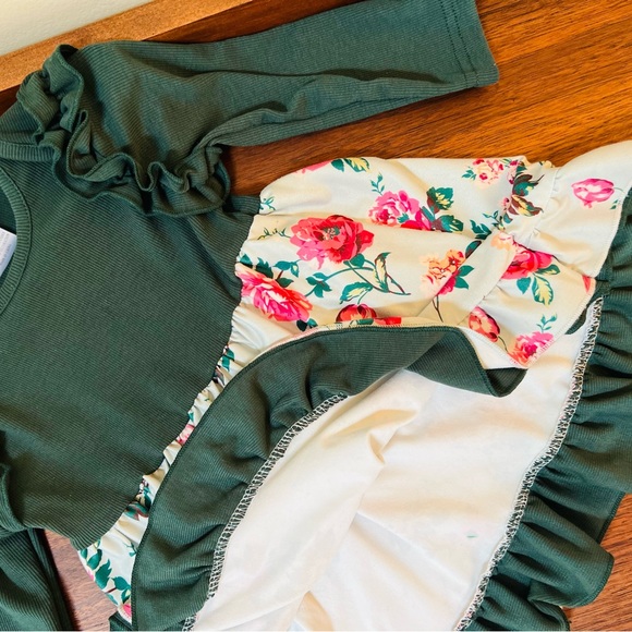 Boutique Hunter Green/Floral Dress 12-18 months - Picture 3 of 4